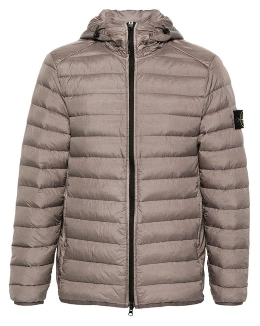 Stone Island Brown Compass-patch Hooded Padded Jacket for men