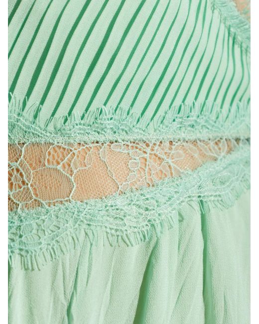 Blumarine Green Lace-Detail Maxi Dress