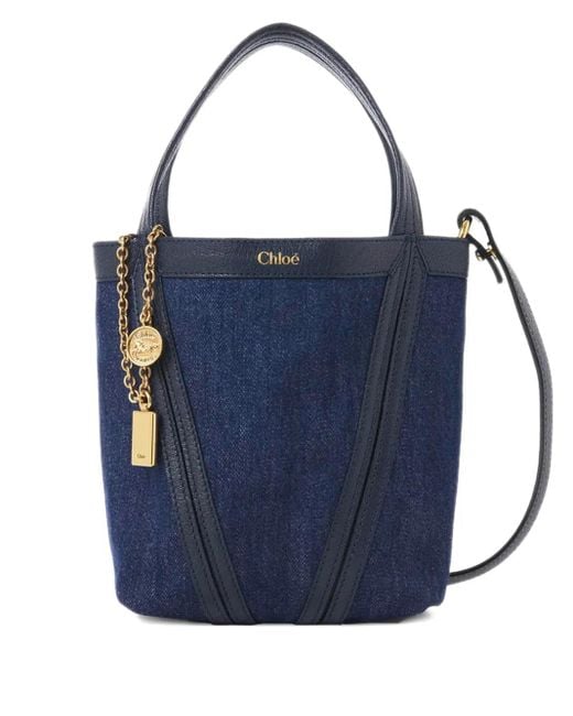 Chloé Blue Small Spin Denim Tote Bag