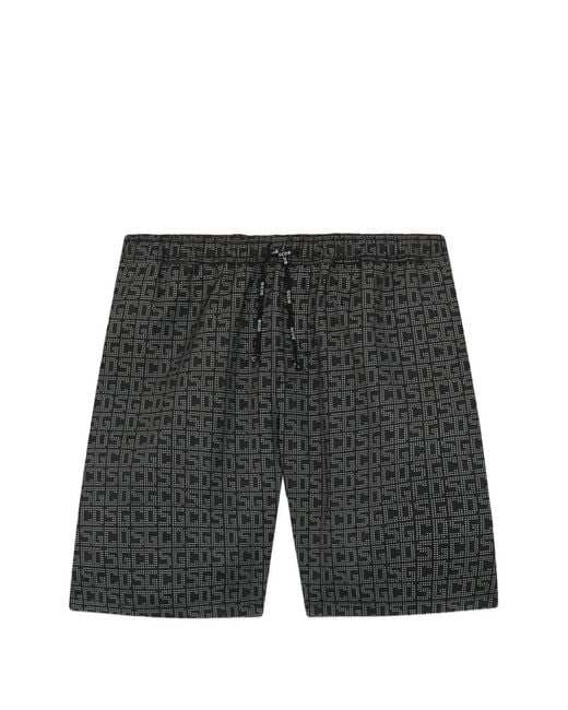 Gcds Black Monogram Swim Shorts for men
