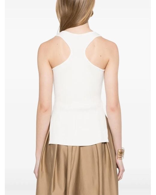 Elisabetta Franchi White Ribbed Tank Top
