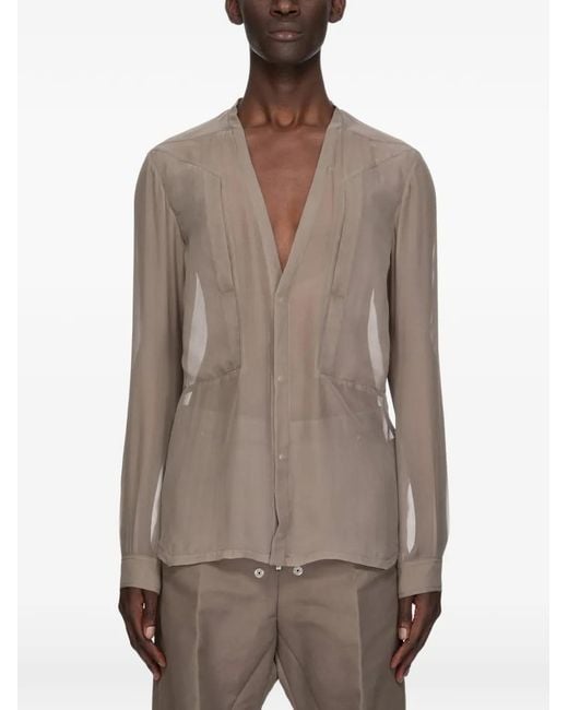 Rick Owens Brown Larry Fogpocket Semi-Sheer Shirt for men