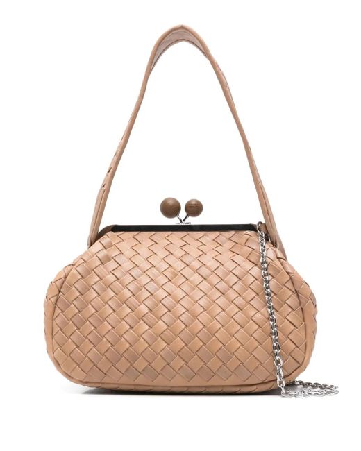 Weekend by Maxmara Pasticcino Woven Leather Clasp Shoulder Bag Natural