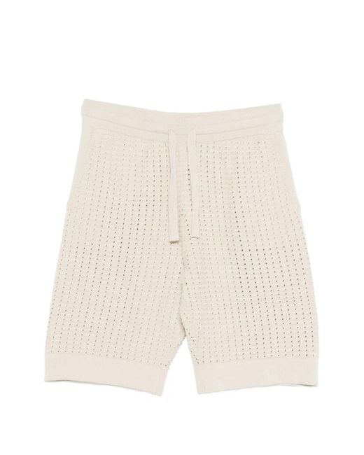 Paolo Pecora White Open-Knit Drawstring Shorts for men