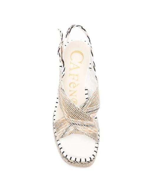 CafeNoir White Woven Crossover Espadrilles
