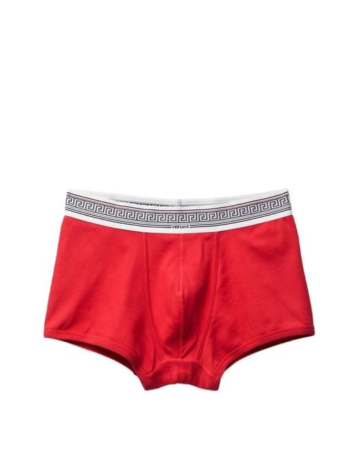 Versace Red Ribbed Cotton-Jersey Trunks for men