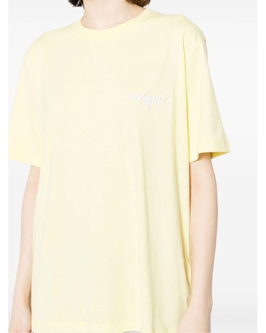 MSGM Natural Logo-embroidered Cotton T-shirt