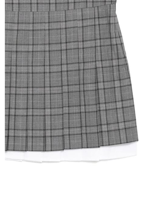 Juun.J Gray Wool Checked Skirt