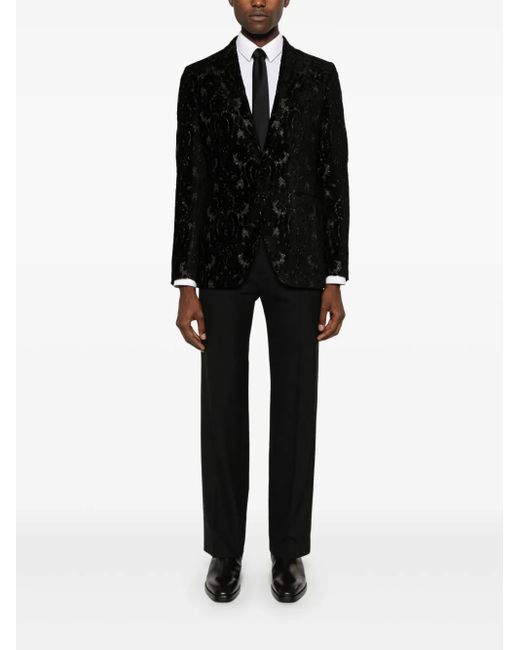 Etro Black Devoré-Effect Single-Breasted Blazer for men