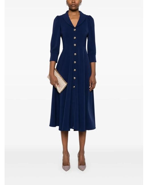 Nissa Blue Button-Down Midi Dress