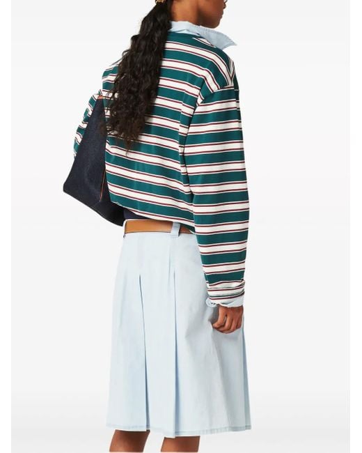 Miu Miu Green Striped Cotton T-Shirt
