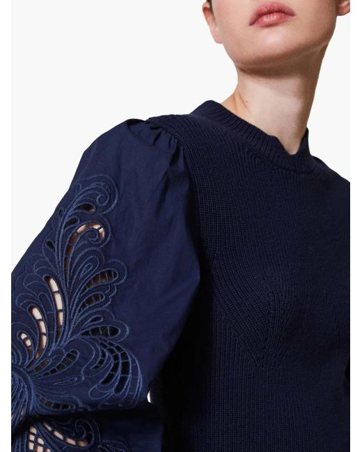 Twinset エンブロイダリースリーブ プルオーバー Blue