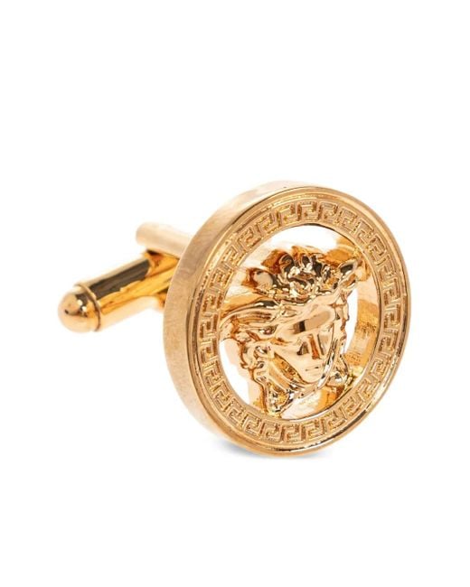 Versace Metallic Medusa Head-Motif Round-Shape Cufflinks for men