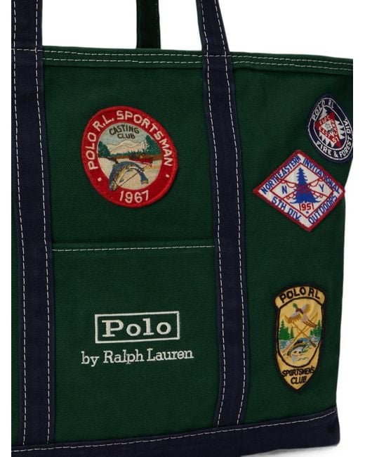 Polo Ralph Lauren Black Patch-Embellished Canvas Tote Bag for men