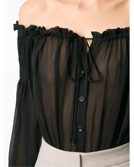 Body Fruncido Con Hombros Descubiertos Amir Slama de color Black