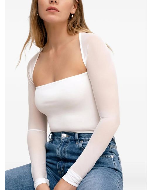 MARCELLA Blue Lucia Square-Neck Top
