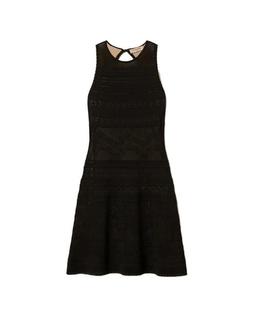 Twinset Black Short Floral Knit Dress