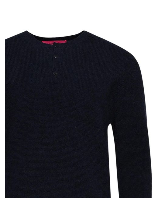 The Elder Statesman Blue Ribbed Buttoned Sweater for men