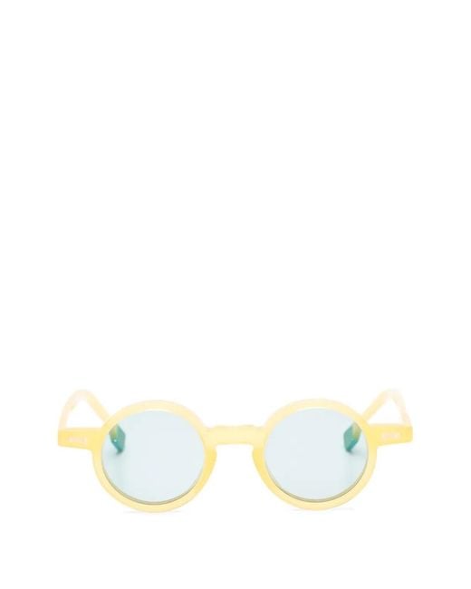 Kyme Yellow Lupe Round-Frame Sunglasses