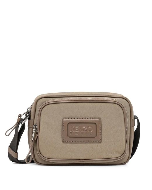 KENZO Gray Kommuter Logo-Plaque Cross Body Bag for men