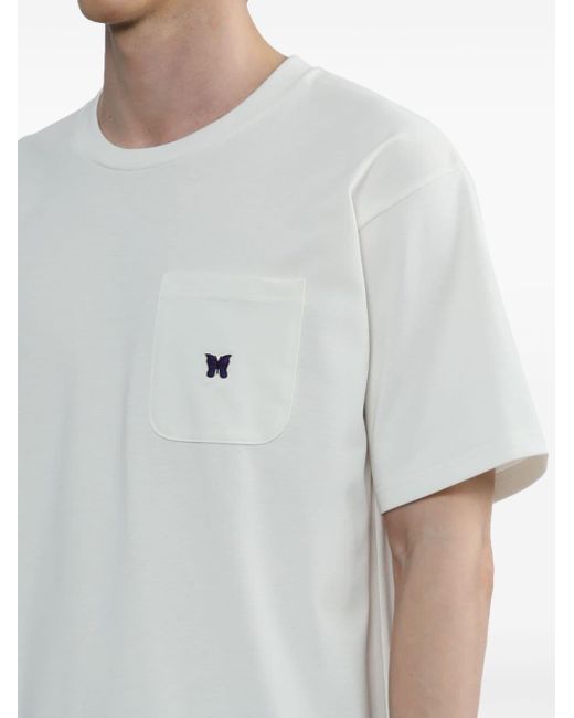 Camiseta con mariposa bordada Needles de hombre de color White