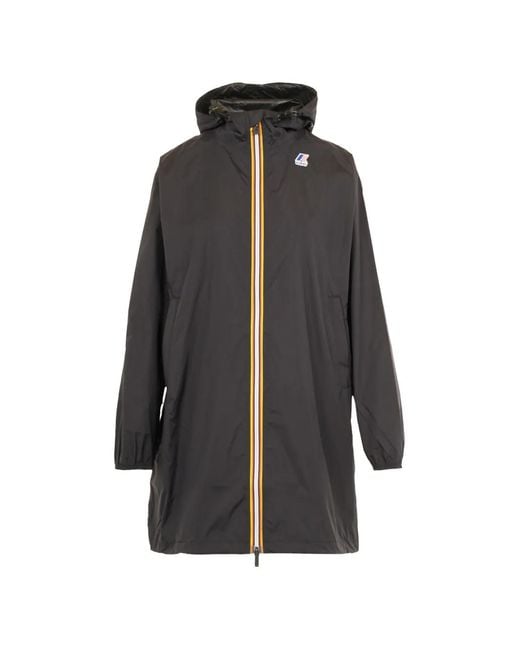 K-Way Gray Zip-Up Hooded Coat