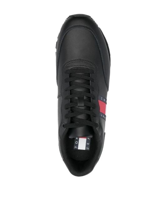 Tommy Hilfiger Black Logo-Patch Low-Top Sneakers for men