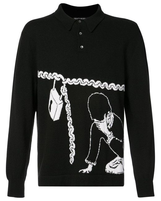 Enfants Riches Deprimes Black Boy With Chain Long Sleeve Polo Shirt for men
