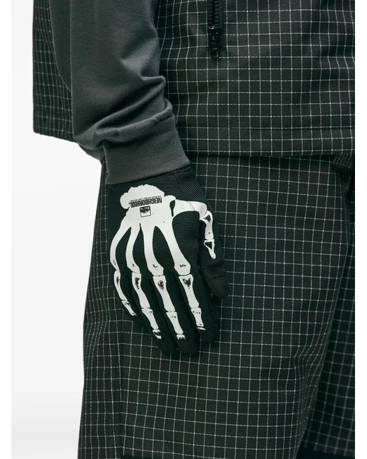 Neighborhood Black Skeleton-Print Gloves