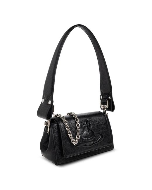 Vivienne Westwood Black Debossed-Orb Chain-Strap Shoulder Bag