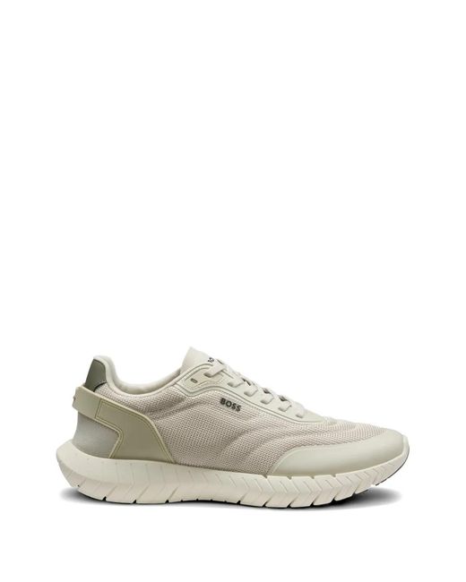 Boss White Baskets À Empiècements En Mesh Et Finitions En Cuir for men