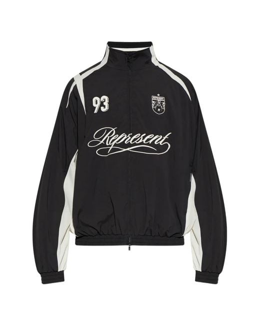 Represent Black Logo-Embroidered Panelled Jacket for men
