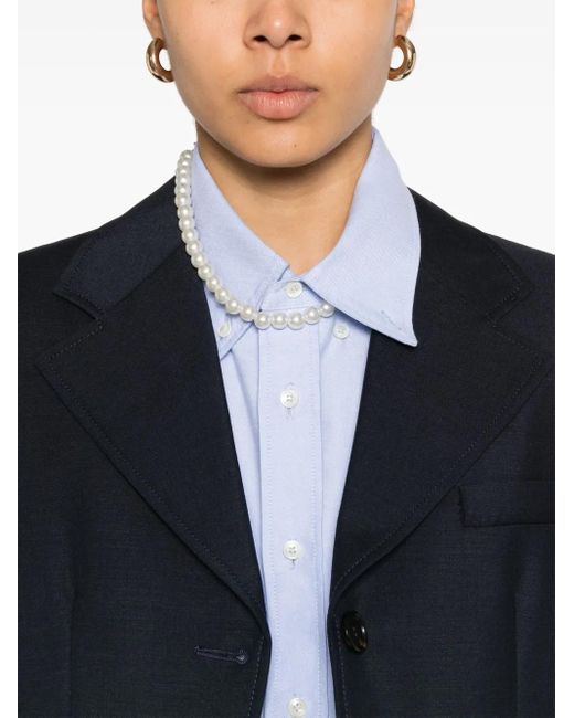 Blazer con aplique del logo Miu Miu de color Blue