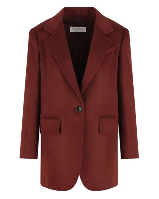 Max Mara Red Single-Breasted Camel Blazer
