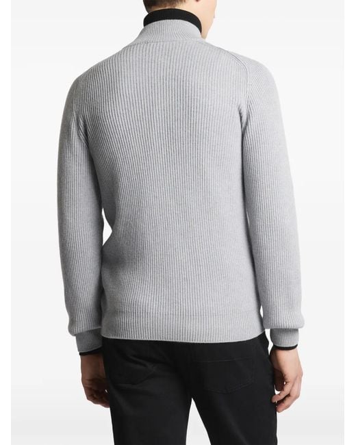 Fay Gray Zip Ribbed Cardigan for men