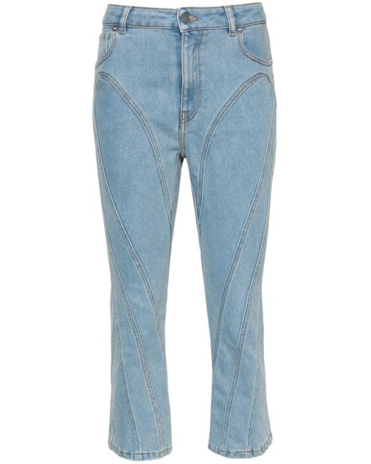 Mugler Blue Cropped-Jeans mit hohem Bund