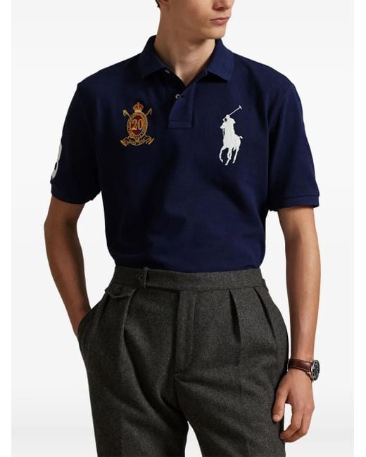 Polo Ralph Lauren Blue Embroidered-Logo Polo Shirt for men