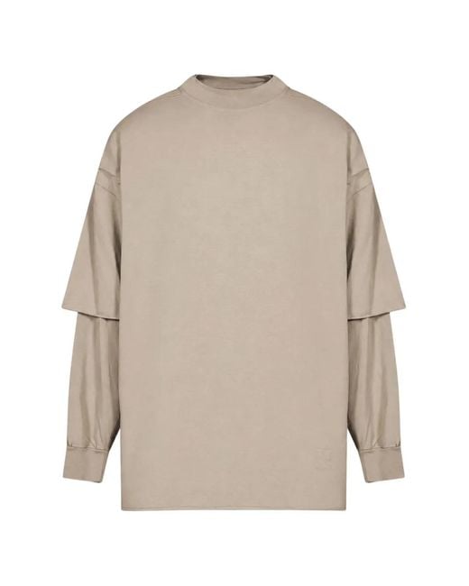 Rick Owens Natural Layered-Sleeve Crew-Neck T-Shirt for men