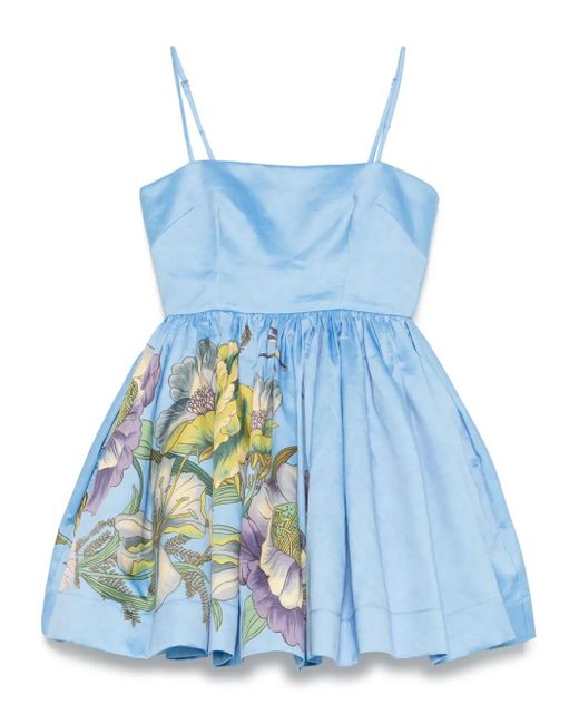 ALÉMAIS Floral-print Mini Dress Blue