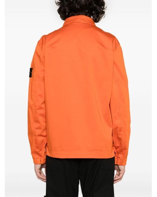 Stone Island Baumwoll-Hemdjacke mit Kompass in Orange für Herren