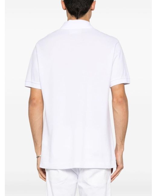Versace White Logo-print Cotton Polo Shirt for men