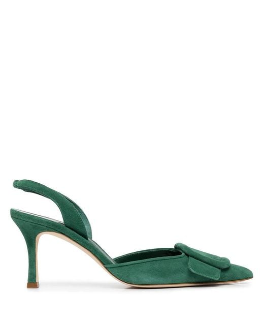 Pumps Con Cinturino Posteriore Maysale di Manolo Blahnik in Green