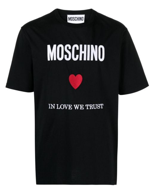 Moschino Katoenen T-shirt Met Geborduurd Logo in het Black voor heren