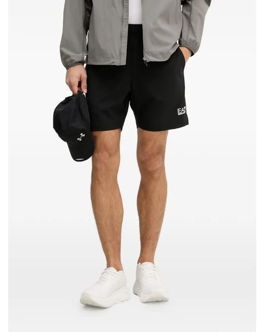 EA7 Black Tennis Pro Performance Shorts for men