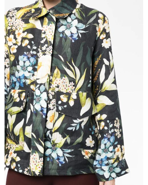 Bambah Green Gardenia Linen Trench Coat