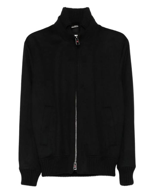 KIRED Reißverschluss-Jacke mit gerippten Bündchen in Black für Herren