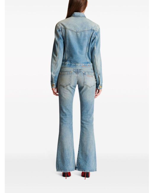 Veste en jean à effet délavé Balmain en coloris Blue