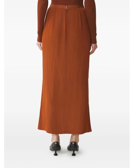 Lanvin Brown Jupe Plissée À Boutons Décoratifs