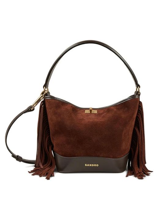 Bandolera Tangoso de ante con flecos Sandro de color Brown