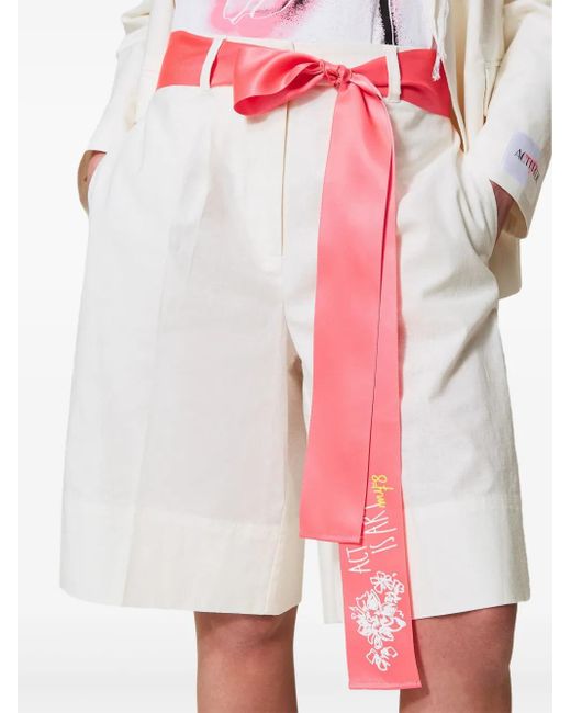 Twinset Pink Bow-Embellished Shorts